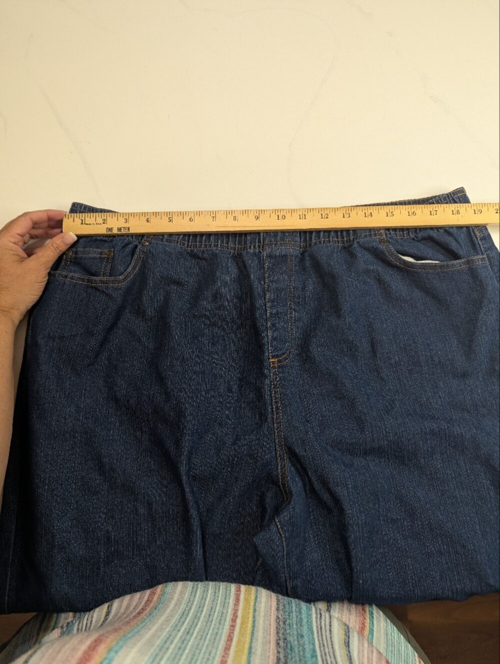 Jeno Neuman Blue Denim Pull On Pants Women's Size 18 Elastic Waist Comfort - Picture 5 of 9